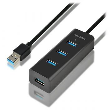   AXAGON hub USB-A / HUE-S2BL / USB 3.2 Gen1 / 4x USB-A / MicroUSB / 1.2m