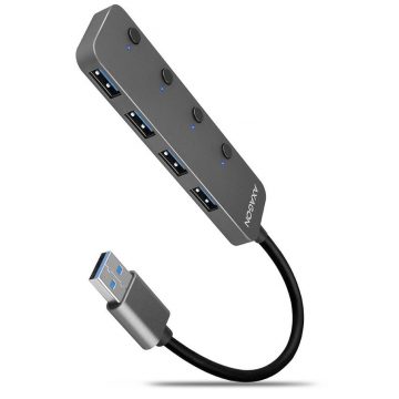   AXAGON hub USB-A s mogućnošću isključivanja konektora / HUE-MSA / USB 3.2 Gen1 / 4x USB-A / kućište od aluminija / 0,2m