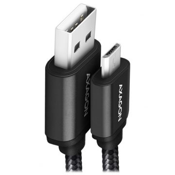   AXAGON podatkovni i kabel za punjenje HQ USB-A na Micro USB / USB 2.0 / 2.4A / ALU / pleten / 1m / crni