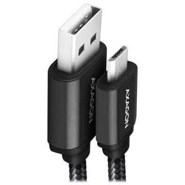   AXAGON podatkovni i kabel za punjenje HQ USB-A na Micro USB / USB 2.0 / 2.4A / ALU / pleteni / 1.5m / crni