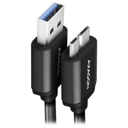 AXAGON podatkovni i kabel za punjenje SPEED USB-A na Micro-B USB / USB 3.2 Gen1 / 3A / ALU / TPE / 1m / crni