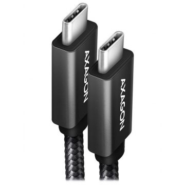   AXAGON podatkovni i kabel za punjenje USB-C na USB-C / USB 3.2 Gen2 / PD 100W 5A / 4k HD / ALU / pletenica / 1.0 m / crni