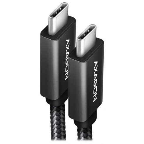 AXAGON podatkovni i kabel za punjenje USB-C na USB-C / USB 3.2 Gen2 / PD 100W 5A / 4k HD / ALU / pletenica / 1.0 m / crni