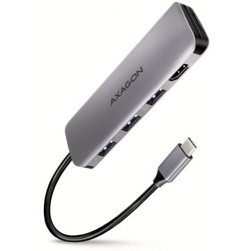   AXAGON hub USB-C 5u1 / HMC-HCR3A / USB 3.2 Gen1 / 3x USB-A / HDMI / MicroSD/SD / metalno kućište / 0,2m