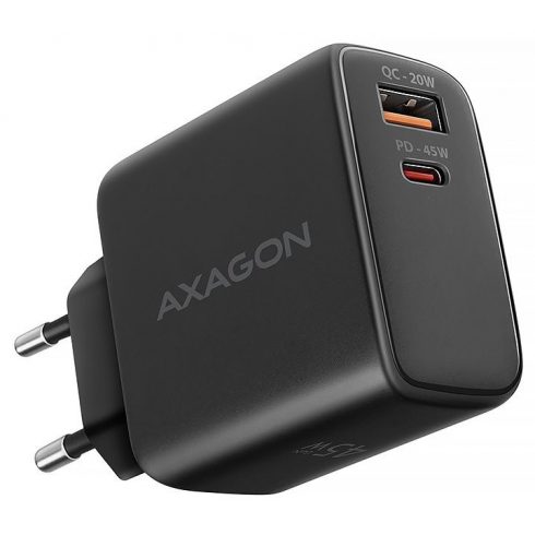 AXAGON mrežni punjač / ACU-PQ45/ 1x USB-C / 1x USB-A / PD3.0/QC4+/PPS/SFC2.0/AFC/SCP/Apple / 45W / crni