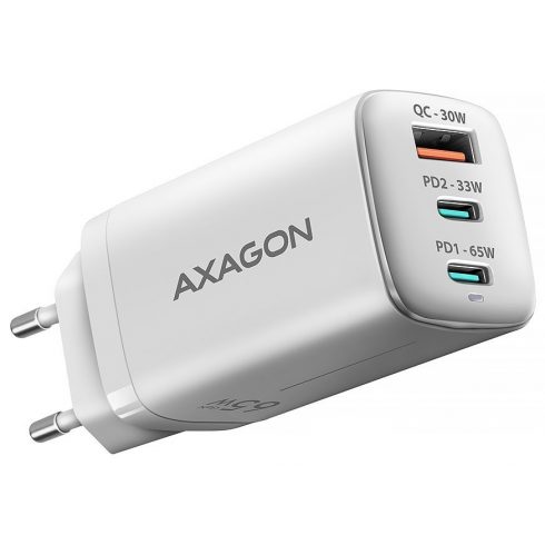 AXAGON mrežni punjač / ACU-DPQ65W / 2x USB-C / 1x USB-A / PD3.0/QC4+/PPS/SFC2.0/AFC/SCP/FCP/ Apple / 65W / bijeli