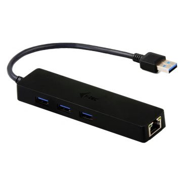   i-tec USB HUB ADVANCE/ 3 porta/ USB 3.0/ Gigabit Ethernet adapter (RJ45)/ tanki/ crni