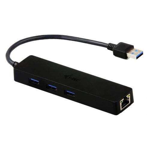 i-tec USB HUB ADVANCE/ 3 porta/ USB 3.0/ Gigabit Ethernet adapter (RJ45)/ tanki/ crni