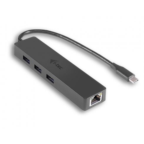 i-tec USB Slim HUB/ 3 priključka s Gigabyte Ethernetom/ na USB 3.1 Type C/ kompatibilan s Thunderbolt 3/ crni