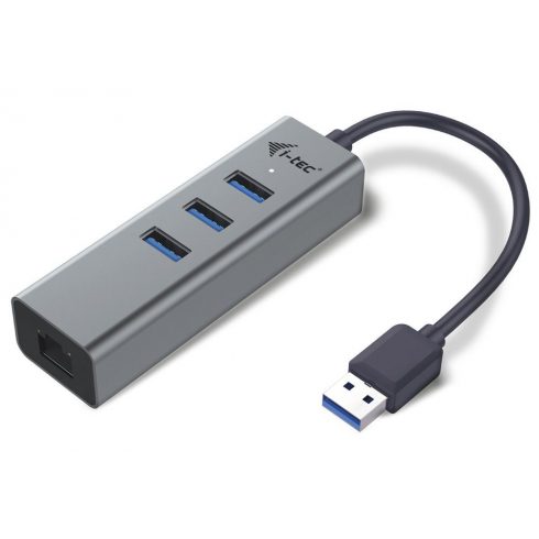 i-tec USB 3.0 HUB METALNI/ 3 porta/ USB 3.0 na Gigabit Ethernet adapter (RJ45)/ sivi