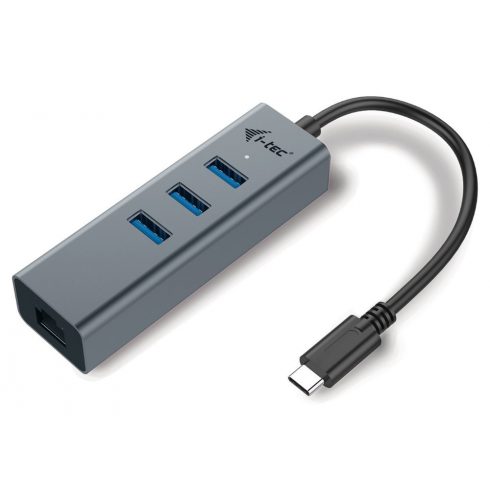 i-tec USB HUB METALNI/ 3 porta/ USB 3.0/ USB 3.1 Type C na Gigabit Ethernet adapter (RJ45)