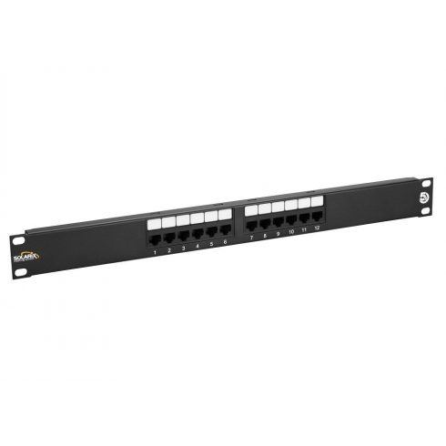 Solarix 19" Patch panel 12 x RJ45 CAT5E UTP 150 MHz crni 1U, SX12-5E-UTP-BK