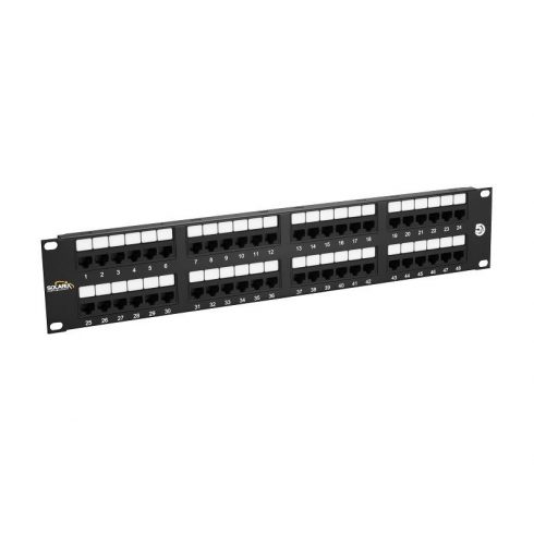 Solarix 19" Patch panel 48 x RJ45 CAT5E UTP 150 MHz crni 2U, SX48-5E-UTP-BK