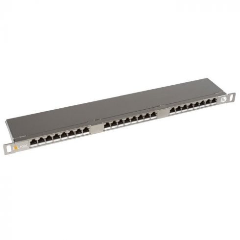 Solarix Patch panel 24xRJ45 CAT5E STP s veznom trakom od nehrđajućeg čelika 0,5U SX24HD-5E-STP-SL