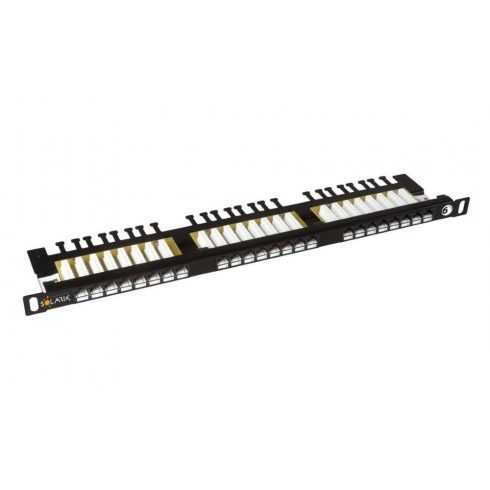 Solarix 19" Patch panel 24xRJ45 CAT6 UTP s trakom za balansiranje crna 0.5U, SX24HD-6-UTP-BK