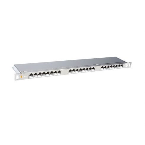 Solarix 19" Patch panel 24xRJ45 CAT6 STP s balansnom šinom od nehrđajućeg čelika 0,5U, SX24HD-6-STP-SL