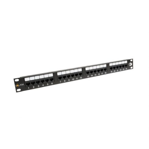 Solarix Patch panel 24 x RJ45 CAT6 UTP 350 MHz crni 1U