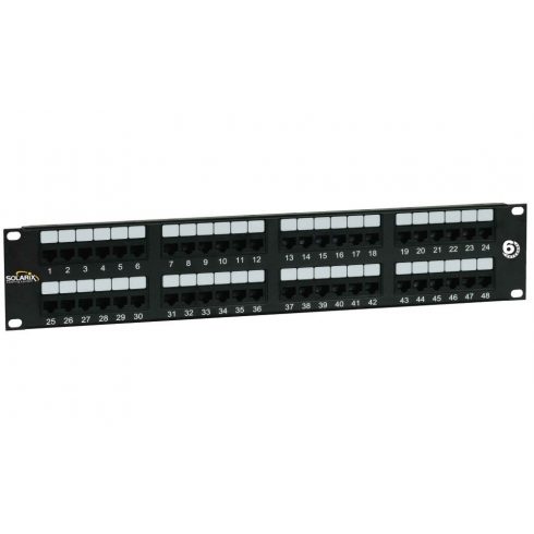 Solarix patch panel 48 x RJ45 CAT6 UTP 350 MHz crni 2U