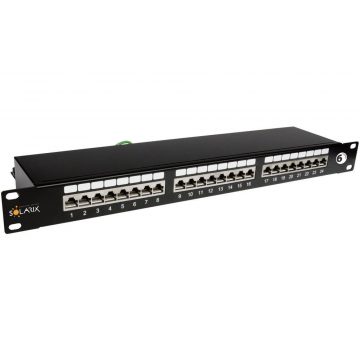 Solarix Patch panel 24 x RJ45 CAT6 STP crni 1U