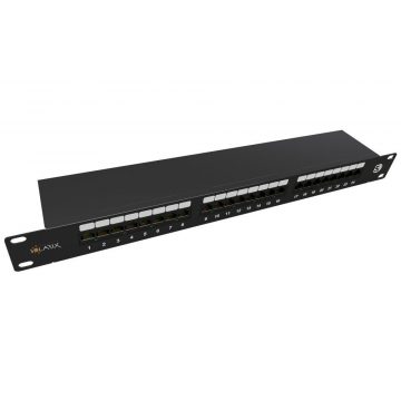   Solarix Patch panel 24 x RJ45 CAT5E STP crni 1U SX24-5E-STP-BK-N