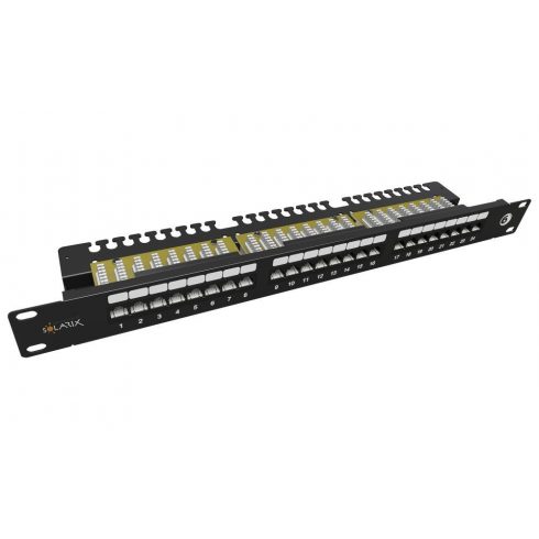 Solarix Patch panel 24x RJ-45 Cat6 UTP s veznom trakom 1U SX24L-6-UTP-BK-N