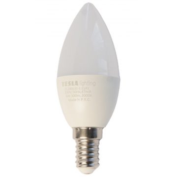   Tesla LED žarulja CANDLE svijeća/E14/6W/230V/500lm/25.000h/3000K topla bijela/220st.