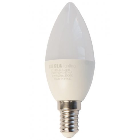 Tesla LED žarulja CANDLE svijeća/E14/6W/230V/500lm/25.000h/3000K topla bijela/220st.