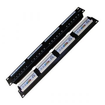   DATACOM Patch panel 19" UTP 24 priključka CAT5E DUAL 1U BK (4x6p)