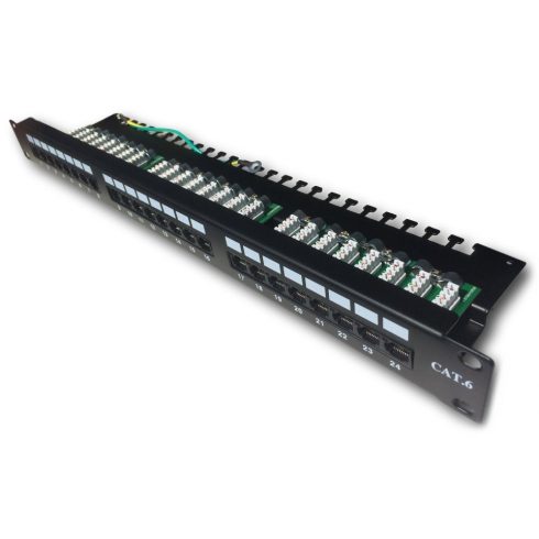 DATACOM Patch panel 19" UTP 24 priključka CAT6 LSA 1U BK (3x8p) gornji utor