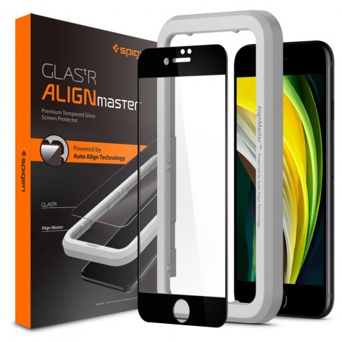 Spigen Alm Glass FC - Kaljeno staklo iPhone SE (2022 / 2020) / 8 / 7 (crno)