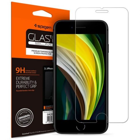 Spigen Alm Glass FC - Kaljeno staklo iPhone SE (2022 / 2020) / 8 / 7 (crno)