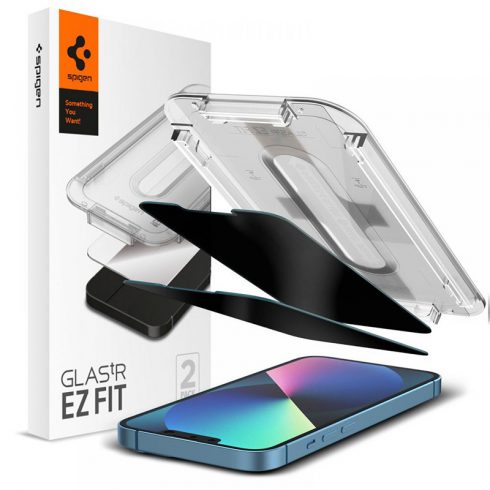 Spigen GLAS.TR EZ FIT Privacy 2-Pack - Kaljeno staklo s filterom za privatnost za iPhone 14 / iPhone 13 Pro / iPhone 13 2 kom.