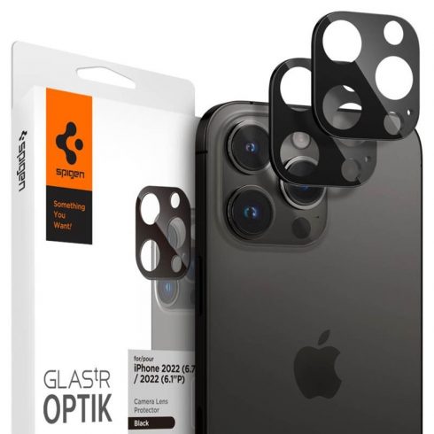 Spigen Optik.TR Camera Lens Protector 2-Pack - Zaštitno staklo za leće za iPhone 15 Pro / 15 Pro Max / iPhone 14 Pro / 14 Pro Max (crno)