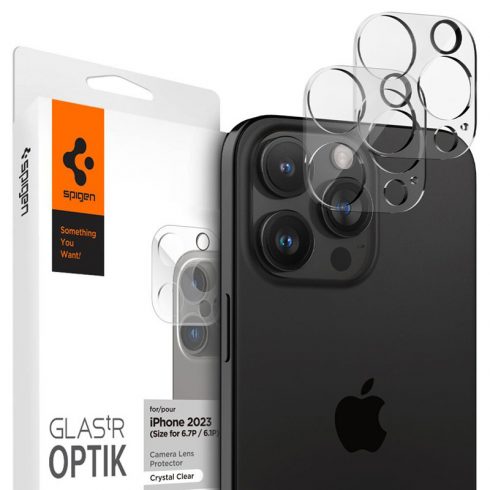 Spigen Optik.TR Camera Protector - Zaštitno staklo za leće za iPhone 15 Pro / 15 Pro Max / iPhone 14 Pro / 14 Pro Max (2 kom) (Transparent)