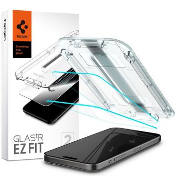   Spigen GLAS.TR EZ FIT 2-Pack - Kaljeno staklo s filterom za privatnost za iPhone 15 Pro Max 2 kom.