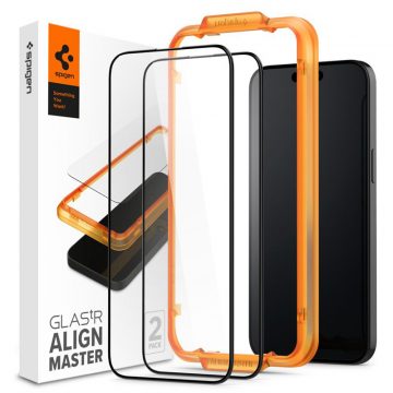   Spigen Alm Glass FC 2-Pack - Kaljeno staklo za iPhone 15 Pro 2 kom (Crni okvir)