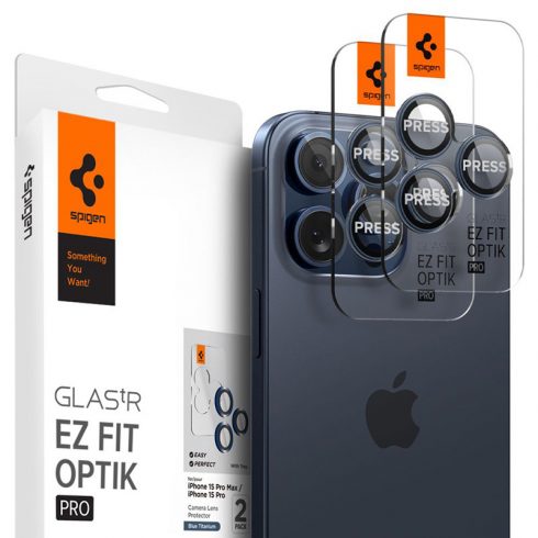 Spigen Optik.TR EZ Fit Camera Lens Protector 2-Pack - Zaštitno staklo za leće za iPhone 15 Pro / iPhone 15 Pro Max / iPhone 14 Pro / iPhone 14 Pro Max (2 kom) (B