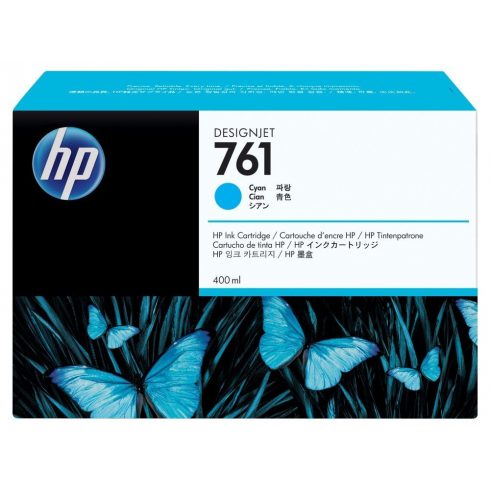 HP 761 Cyan DesignJet Ink Cartridge, 400 ml