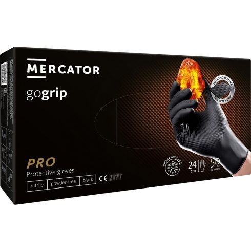 Crne nitrilne rukavice Mercator Gogrip Black 50 kom, veličina XL