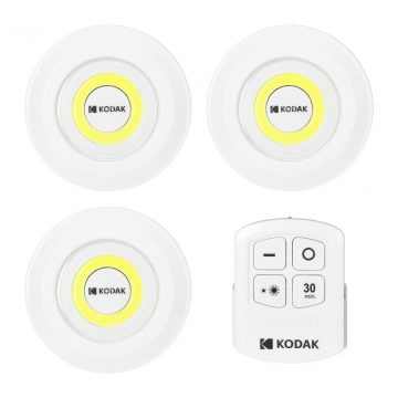   KODAK LED svjetla za namještaj, 130lm, IP42, 11 x AAA, daljinski upravljač, set 3 kom.