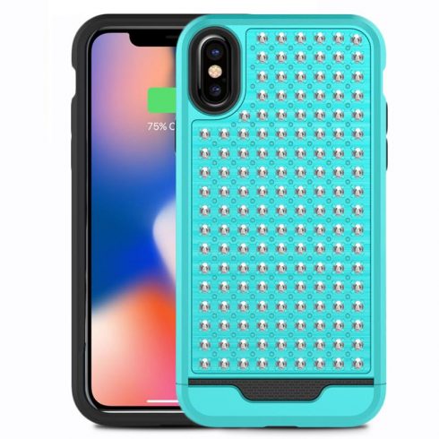 Zizo Star Diamond Hybrid Cover za iPhone X (teal/crna)