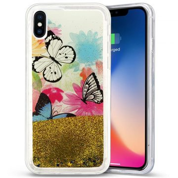 Zizo Liquid Glitter Star Case za iPhone X (Leptiri)