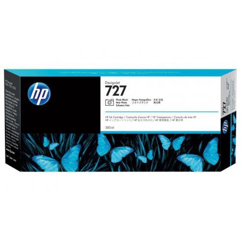 HP 727 Photo Black DesignJet Ink Cartridge, 300 ml