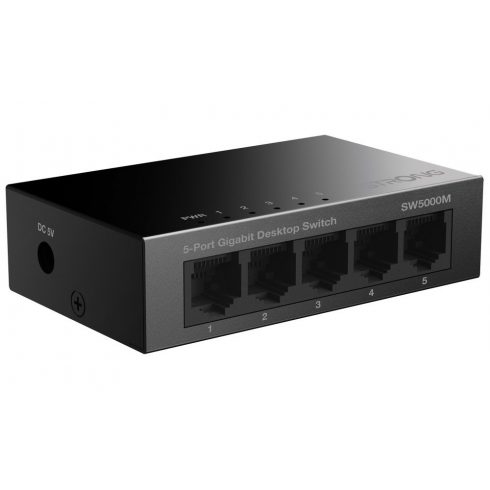 STRONG switch SW5000M/ 5x Gigabit RJ45 port/ 10/100/1000 Mb/s/ 10 Gb/s/ 802.3i/u/ab/ metalno kućište/ crna