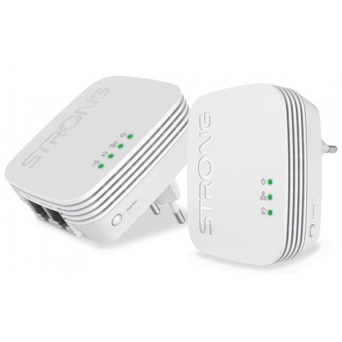 STRONG set od 2 adaptera Powerline WF 600 DUO MINI/ Powerline 600 Mbit/s/ Wi-Fi 300 Mbit/s/ 2x LAN/ bijeli